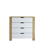Casa si Gradina - Mobilier - Comode si corpuri - Comode - Comoda, Hanah Home, pal melaminat, nuc deschis si alb, 90x42x85 cm - Infinity.ro