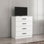 Casa si Gradina - Mobilier - Comode si corpuri - Comode - Comoda, Hanah Home, pal melaminat, alb, 90x47x100 cm - Infinity.ro