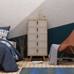 Casa si Gradina - Mobilier - Comode si corpuri - Comode - Comoda, Hanah Home, pal melaminat, stejar si alb, 50x40x103 cm - Infinity.ro