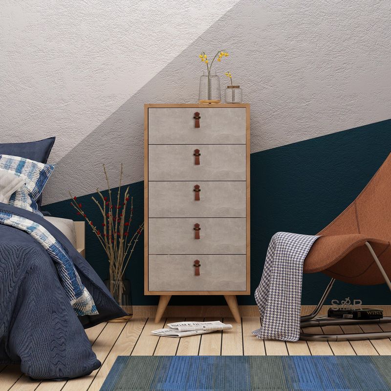 Casa si Gradina - Mobilier - Comode si corpuri - Comode - Comoda, Hanah Home, pal melaminat, stejar si alb, 50x40x103 cm - Infinity.ro