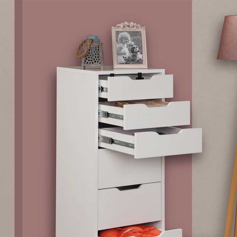 Casa si Gradina - Mobilier - Comode si corpuri - Comode - Comoda, Hanah Home, pal melaminat, alb, 44x40x130 cm - Infinity.ro
