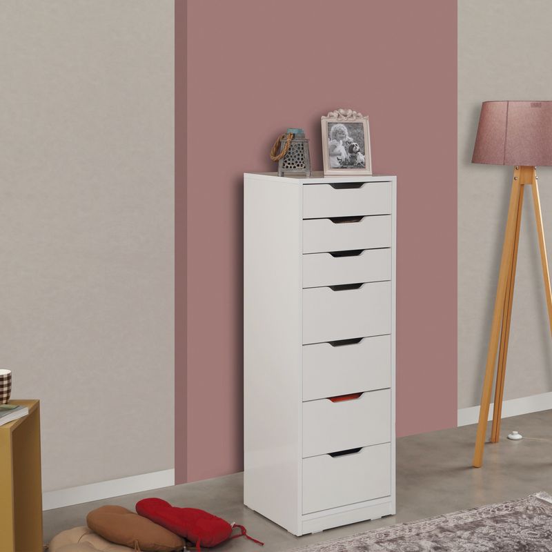 Casa si Gradina - Mobilier - Comode si corpuri - Comode - Comoda, Hanah Home, pal melaminat, alb, 44x40x130 cm - Infinity.ro