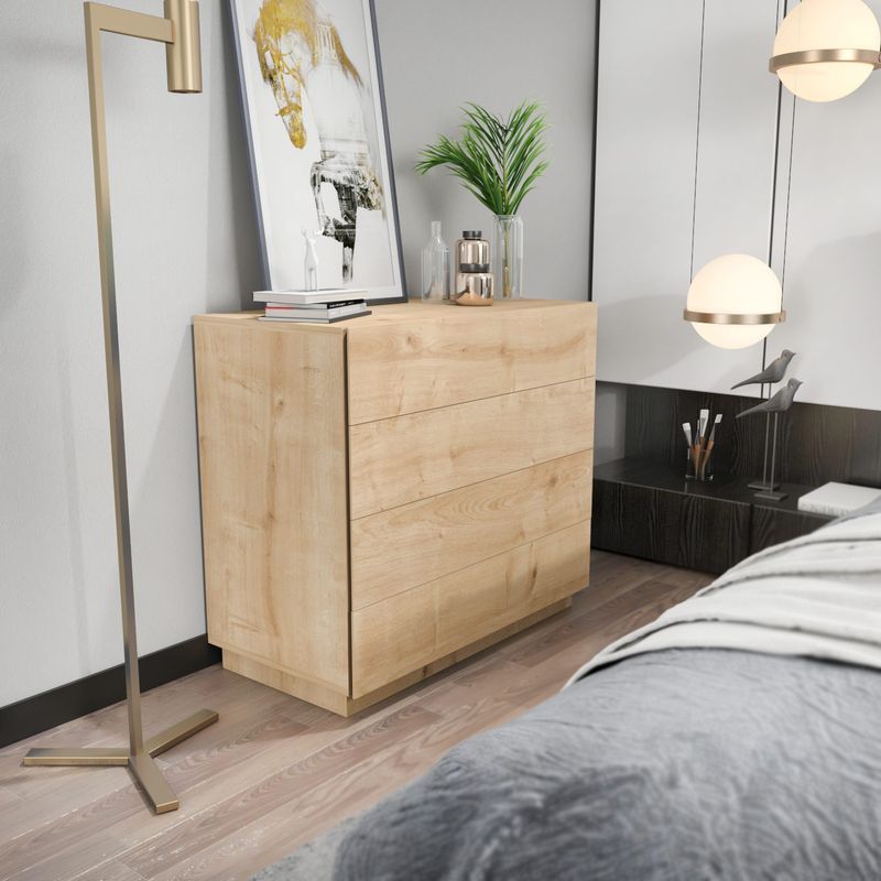 Casa si Gradina - Mobilier - Comode si corpuri - Comode - Comoda, Hanah Home, pal melaminat, stejar, 90x45x81.6 cm - Infinity.ro