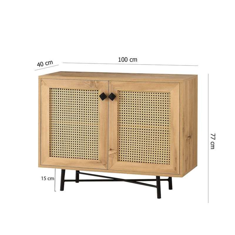 Casa si Gradina - Mobilier - Comode si corpuri - Comode - Comoda, Hanah Home, pal melaminat, stejar si negru, 100x40x77 cm - Infinity.ro