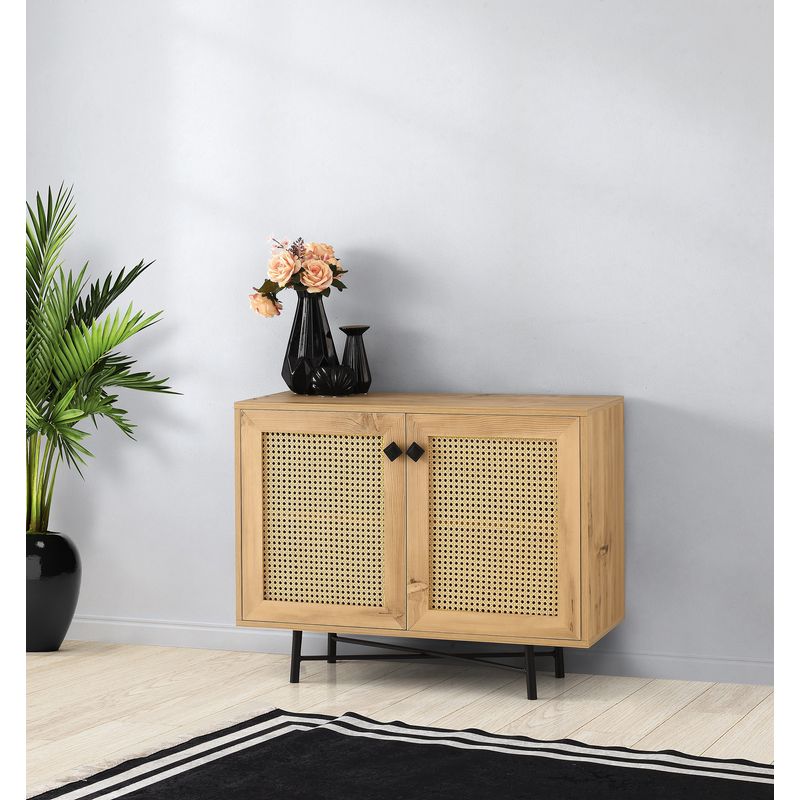 Casa si Gradina - Mobilier - Comode si corpuri - Comode - Comoda, Hanah Home, pal melaminat, stejar si negru, 100x40x77 cm - Infinity.ro