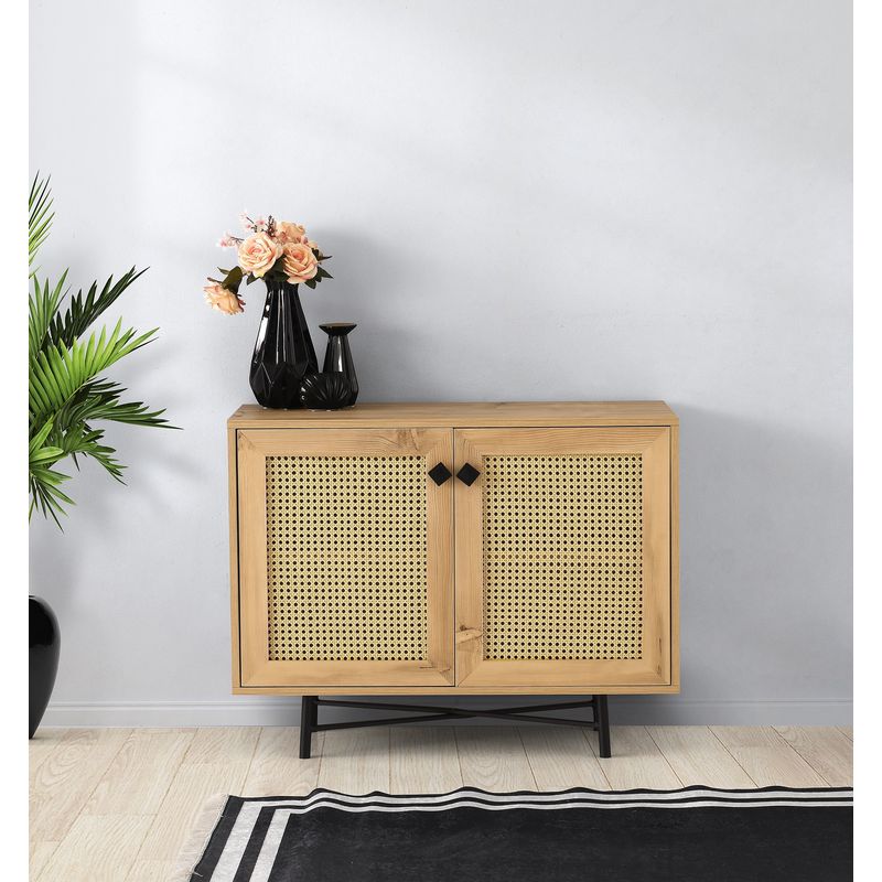 Casa si Gradina - Mobilier - Comode si corpuri - Comode - Comoda, Hanah Home, pal melaminat, stejar si negru, 100x40x77 cm - Infinity.ro