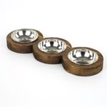 Petshop - Accesorii petshop - Castroane si adapatori - Bol pentru hrana animale, Hanah Home, lemn de molid, nuc, 16.5x48x3.5 cm - Infinity.ro