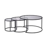 Casa si Gradina - Mobilier - Mese si birouri - Masute de cafea - Set masute de cafea, Hanah Home, sticla temperata si metal, negru si gri, 80x80x43 cm, 60x60x39 cm, 42x42x35 cm - Infinity.ro