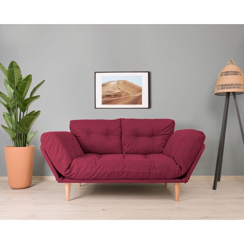 Casa si Gradina - Mobilier - Canapele si coltare - Canapele - Canapea extensibila, Atelier Del Sofa, cadru metalic, stofa in, rosu inchis, 200x70 cm - Infinity.ro