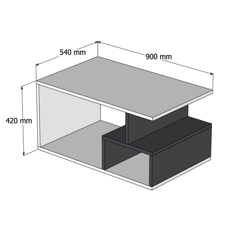 Casa si Gradina - Mobilier - Mese si birouri - Masute de cafea - Masuta de cafea, Hanah Home, pal melaminat, nuc inchis alb, 90x54x42 cm - Infinity.ro