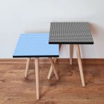 Casa si Gradina - Mobilier - Mese si birouri - Masute de cafea - Set masute de cafea, Hanah Home, mdf, albastru negru alb, 35x35x47 cm, 35x35x42 cm - Infinity.ro