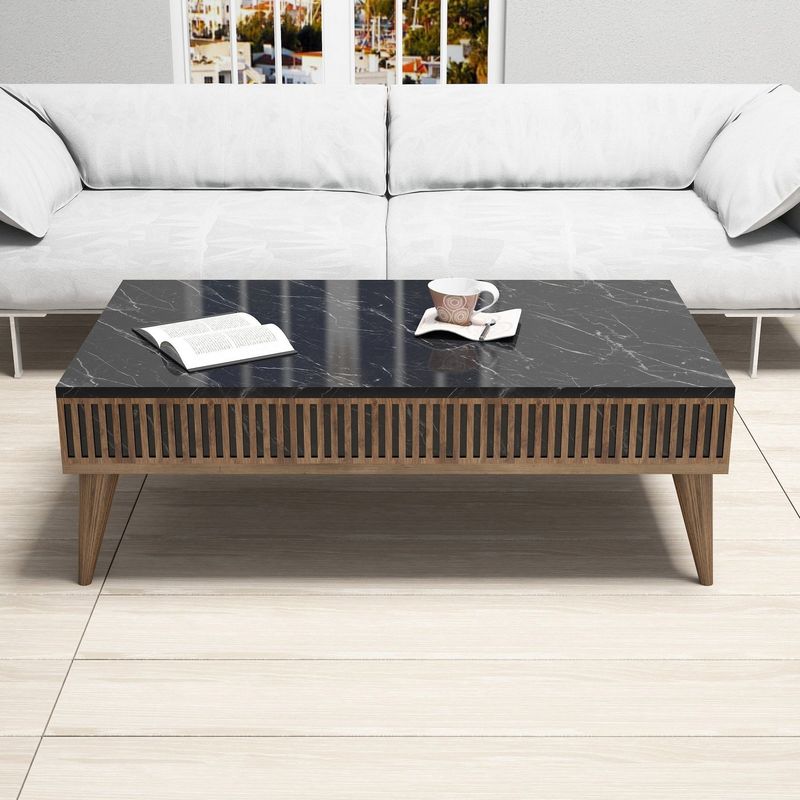 Casa si Gradina - Mobilier - Mese si birouri - Masute de cafea - Masuta de cafea, Hanah Home, pal melaminat, nuc si negru, 105x60x34.6 cm - Infinity.ro