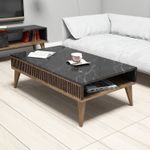 Casa si Gradina - Mobilier - Mese si birouri - Masute de cafea - Masuta de cafea, Hanah Home, pal melaminat, nuc si negru, 105x60x34.6 cm - Infinity.ro