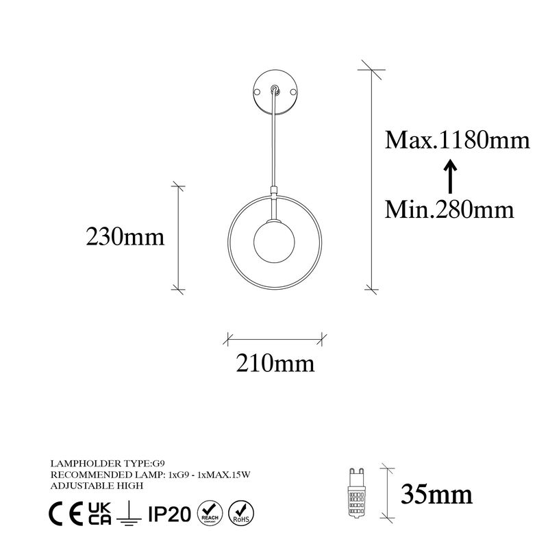 Casa si Gradina - Corpuri si surse de iluminat - Plafoniere, aplice si spoturi - Aplica, Opviq, metal, negru alb, 21x15 cm, inaltime reglabila 40-116 cm - Infinity.ro