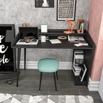 Casa si Gradina - Mobilier - Mese si birouri - Birouri - Birou de studiu, Hanah Home, pal melaminat, negru, 121.8x59x88.3 cm - Infinity.ro