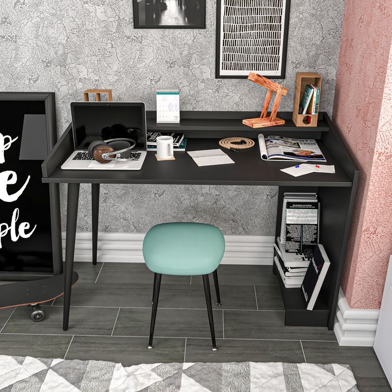 Casa si Gradina - Mobilier - Mese si birouri - Birouri - Birou de studiu, Hanah Home, pal melaminat, negru, 121.8x59x88.3 cm - Infinity.ro