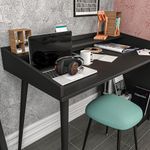 Casa si Gradina - Mobilier - Mese si birouri - Birouri - Birou de studiu, Hanah Home, pal melaminat, negru, 121.8x59x88.3 cm - Infinity.ro
