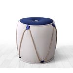 Casa si Gradina - Mobilier - Scaune si fotolii - Tabureti - Taburet, Atelier Del Sofa, bumbac si catifea, albastru si alb, 44x42 cm, 209FLF1287 - Infinity.ro
