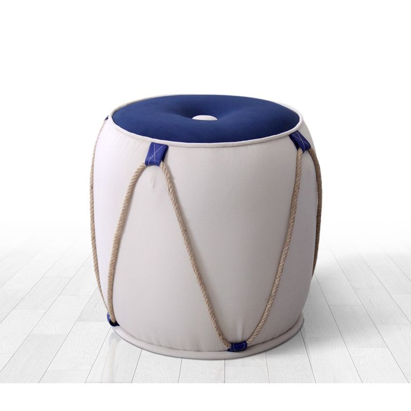 Casa si Gradina - Mobilier - Scaune si fotolii - Tabureti - Taburet, Atelier Del Sofa, bumbac si catifea, albastru si alb, 44x42 cm, 209FLF1287 - Infinity.ro