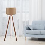Casa si Gradina - Corpuri si surse de iluminat - Veioze si lampi - Lampadare - Lampadar, Opviq, mdf si pvc textil, cafeniu si maro, 38x140 cm - Infinity.ro