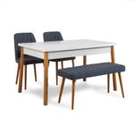 Casa si Gradina - Mobilier - Seturi de mobilier - Seturi mese si scaune - Set masa si scaune, Hanah Home, pal melaminat, pin atlantic si albastru marin, masa 120x75x77 cm, 869VEL5227 - Infinity.ro