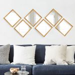 Casa si Gradina - Decoratiuni - Oglinzi - Set oglinzi decorative, Wallxpert, sticla, auriu si argintiu, 24x24 cm, 6 bucati - Infinity.ro