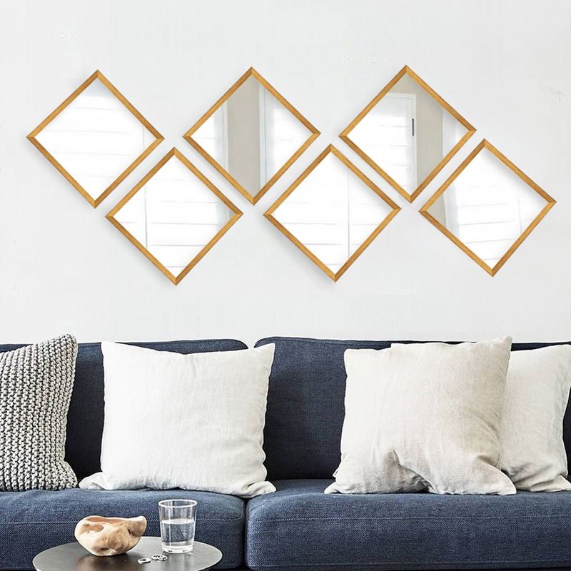 Casa si Gradina - Decoratiuni - Oglinzi - Set oglinzi decorative, Wallxpert, sticla, auriu si argintiu, 24x24 cm, 6 bucati - Infinity.ro