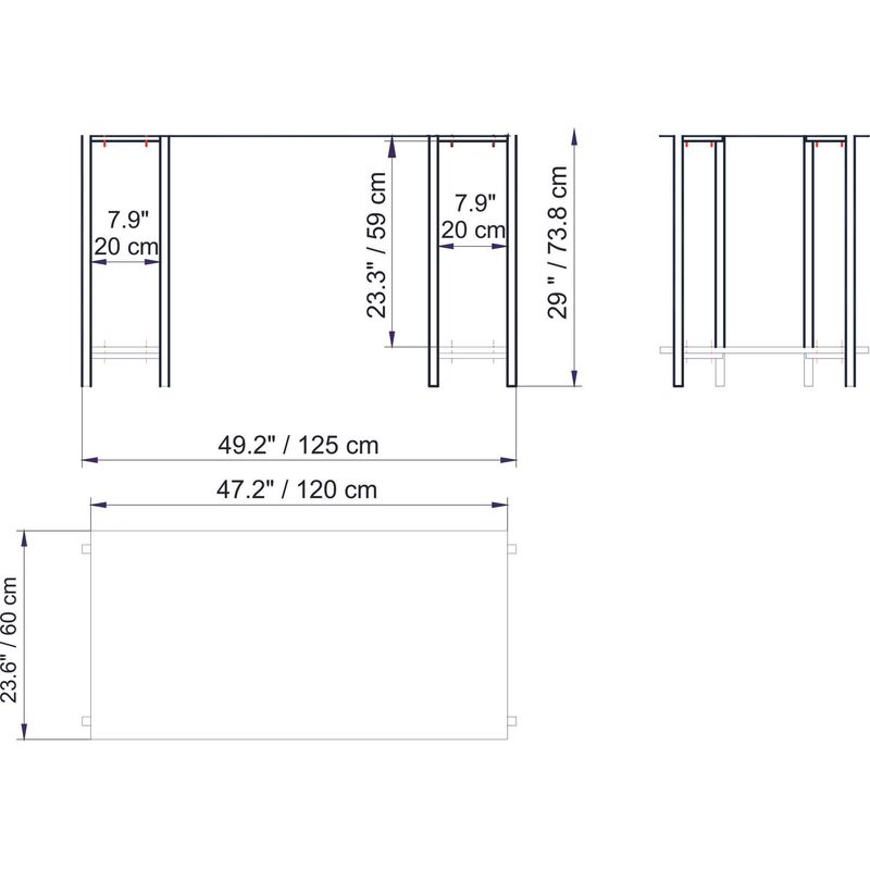 Casa si Gradina - Mobilier - Mese si birouri - Birouri - Birou de studiu, Hanah Home, pal melaminat, alb auriu, 125x60x73.8 cm - Infinity.ro