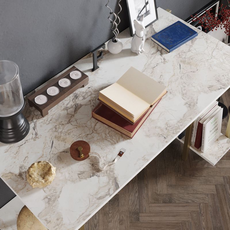 Casa si Gradina - Mobilier - Mese si birouri - Birouri - Birou de studiu, Hanah Home, pal melaminat, alb auriu, 125x60x73.8 cm - Infinity.ro