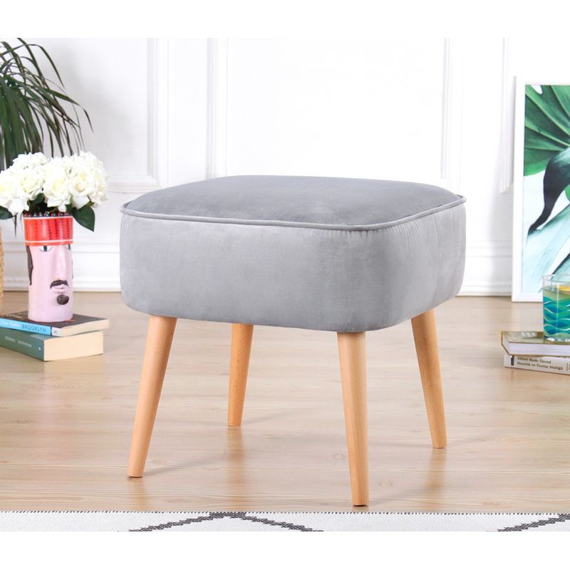 Casa si Gradina - Mobilier - Scaune si fotolii - Tabureti - Taburet, Atelier Del Sofa, catifea, gri deschis, 45x45x43 cm - Infinity.ro