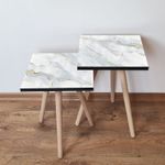 Casa si Gradina - Mobilier - Mese si birouri - Mese living - Mese de tip cuib (set 2 bucati), Hanah Home, mdf, alb auriu gri, 35x35x47 cm - Infinity.ro