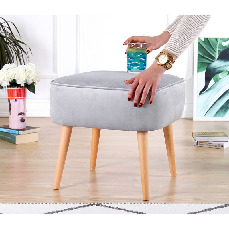 Casa si Gradina - Mobilier - Scaune si fotolii - Tabureti - Taburet, Atelier Del Sofa, catifea, gri deschis, 45x45x43 cm - Infinity.ro