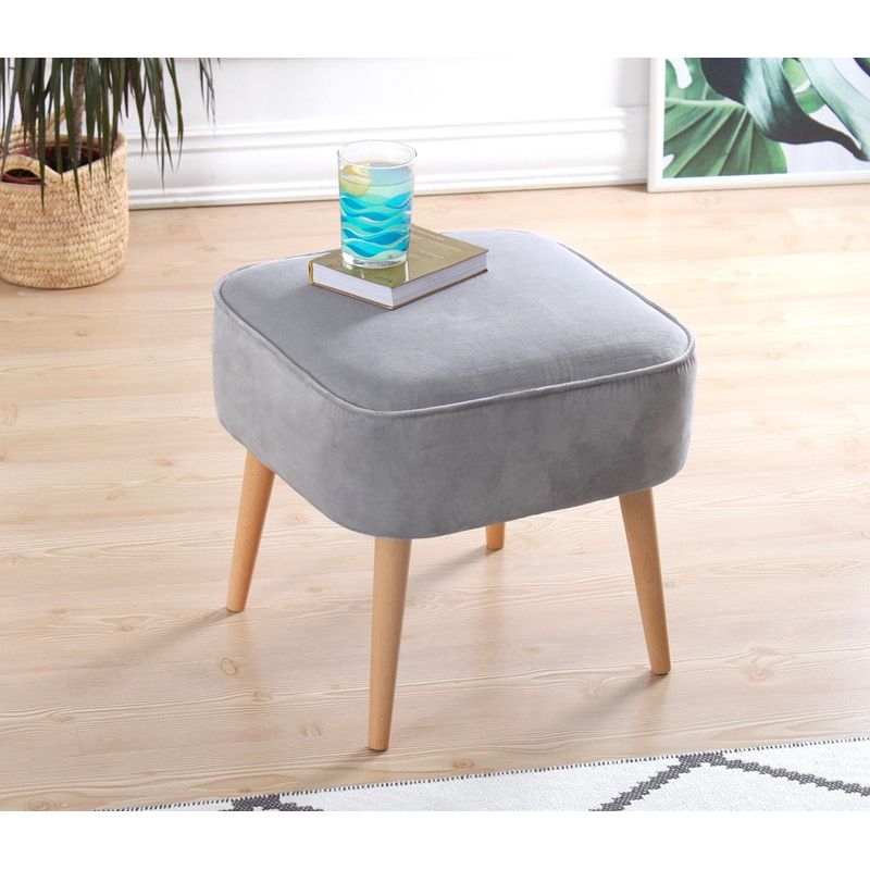 Casa si Gradina - Mobilier - Scaune si fotolii - Tabureti - Taburet, Atelier Del Sofa, catifea, gri deschis, 45x45x43 cm - Infinity.ro