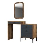 Casa si Gradina - Mobilier - Comode si corpuri - Masute de toaleta - Masuta de toaleta, Hanah Home, pal melaminat, nuc, antracit, 124x40x84.7 cm - Infinity.ro