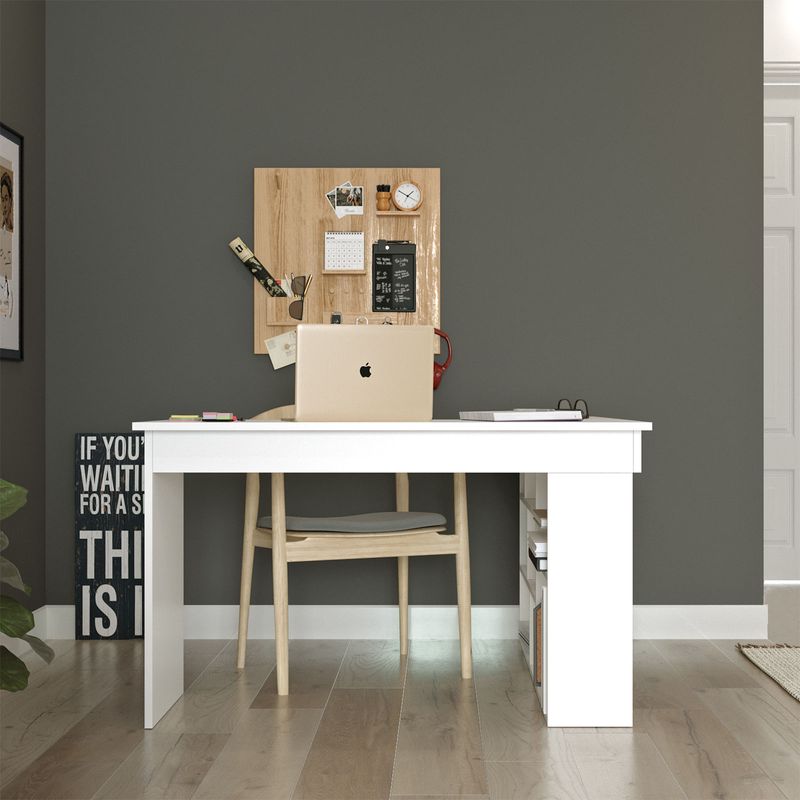 Casa si Gradina - Mobilier - Mese si birouri - Birouri - Birou de studiu, Hanah Home, pal melaminat, alb, 129x120x72 cm - Infinity.ro