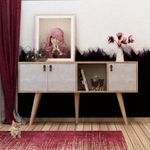 Casa si Gradina - Mobilier - Comode si corpuri - Comode - Comoda, Hanah Home, pal melaminat, stejar si alb, 140x40x80 cm - Infinity.ro