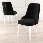 Casa si Gradina - Mobilier - Scaune si fotolii - Scaune - Set scaune, Hanah Home, metal, alb-negru, 46x46x94 cm, 6 piese - Infinity.ro