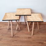 Casa si Gradina - Mobilier - Mese si birouri - Masute de cafea - Set masute de cafea, Hanah Home, mdf, bej, picioare lemn fag, 35x35x52 cm, 481LNA2879 - Infinity.ro