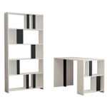 Casa si Gradina - Mobilier - Mese si birouri - Birouri - Birou cu rafturi, Hanah Home, pal melaminat, alb si antracit, 120x60x75.4 cm - Infinity.ro