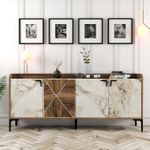 Casa si Gradina - Mobilier - Comode si corpuri - Console - Consola, Hanah Home, panou din lemn acoperit cu melamina, nuc si alb, 180x35x78 cm - Infinity.ro