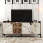 Casa si Gradina - Mobilier - Comode si corpuri - Console - Consola, Hanah Home, panou din lemn acoperit cu melamina, nuc si alb, 180x35x78 cm - Infinity.ro
