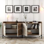 Casa si Gradina - Mobilier - Comode si corpuri - Console - Consola, Hanah Home, panou din lemn acoperit cu melamina, nuc si alb, 180x35x78 cm - Infinity.ro