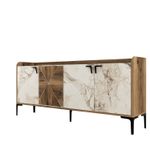 Casa si Gradina - Mobilier - Comode si corpuri - Console - Consola, Hanah Home, panou din lemn acoperit cu melamina, nuc si alb, 180x35x78 cm - Infinity.ro