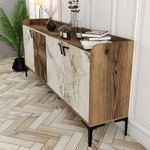 Casa si Gradina - Mobilier - Comode si corpuri - Console - Consola, Hanah Home, panou din lemn acoperit cu melamina, nuc si alb, 180x35x78 cm - Infinity.ro