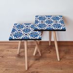 Casa si Gradina - Mobilier - Mese si birouri - Masute de cafea - Set masute de cafea, Hanah Home, mdf, albastru marin si alb, 35x35x47 cm, 481LNA2459 - Infinity.ro