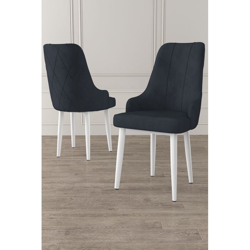 Casa si Gradina - Mobilier - Scaune si fotolii - Scaune - Set scaune, Hanah Home, lemn, antracit si alb, 46x42x95 cm, 6 piese - Infinity.ro