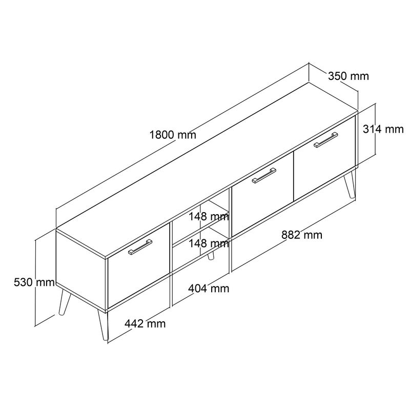 Casa si Gradina - Mobilier - Comode si corpuri - Comode - Comoda tv, Hanah Home, pal melaminat, nuc, 180x53x35 cm - Infinity.ro