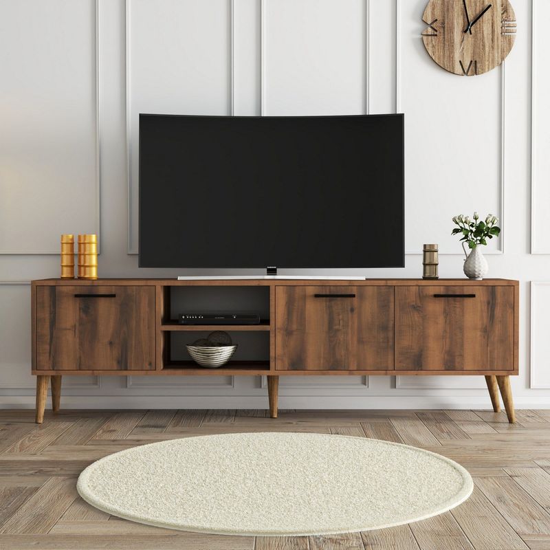Casa si Gradina - Mobilier - Comode si corpuri - Comode - Comoda tv, Hanah Home, pal melaminat, nuc, 180x53x35 cm - Infinity.ro