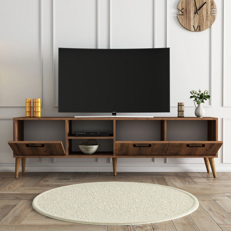 Casa si Gradina - Mobilier - Comode si corpuri - Comode - Comoda tv, Hanah Home, pal melaminat, nuc, 180x53x35 cm - Infinity.ro