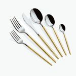 Casa si Gradina - Bucatarie si vesela - Vesela si tacamuri - Tacamuri si seturi - Set tacamuri 36 piese, Hermia, otel inoxidabil, auriu si argintiu, grosime 6 mm - Infinity.ro